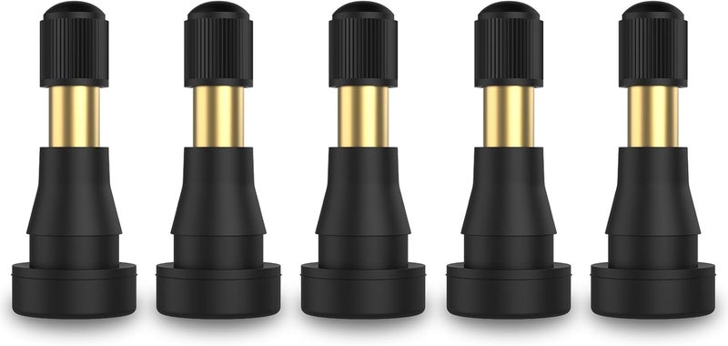 SUN SOUL TR600HP High Pressure Brass Stem EPDM Rubber Snap-in Tire Valves, Fit for 0.453 inch 11.5mm Rim Holes and for Most of Pick-up, Heavy-Duty Vehicles, Pack of 5pcs Valves - Image 1